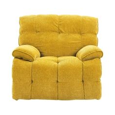 the reclining chair is made from yellow fabric