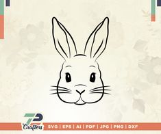 an easter bunny face with flowers on the background