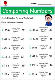 Free Grade 1 Math Worksheets Comparing Numbers Worksheets 2nd Grade, Comparing Numbers Worksheet Grade 1, Comparing Quantities Worksheet, Greater And Smaller Number Worksheet, Comparison Of Numbers Worksheet, Number Comparison Kindergarten, Comparing Numbers Word Problems, Less Than Greater Than