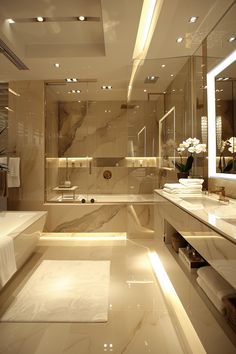 Luxury Bathroom Oasis: Transform Your Space with Elegant Beige & Cream Tones Marble Home Design, Modern Bathroom Two Sinks, Bathroom Modern Design Luxury, Luxury Bathroom Sink Design, Marble Beige Bathroom, House Interior Elegant, Bathroom Hotel Luxury, Bathroom Interior Design Luxury Elegant, Light Marble Bathroom