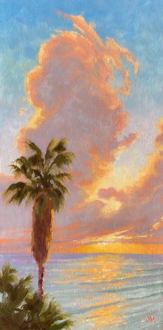 Beautiful Southern California sunset at Swami's Beach in Encinitas. Huge sunlit clouds and reflections on the water. Pismo Beach California, Road Painting, Encinitas California, Oil Painting For Beginners, I Am Lucky, California Coastline, California Mountains, California Sunset, New Possibilities