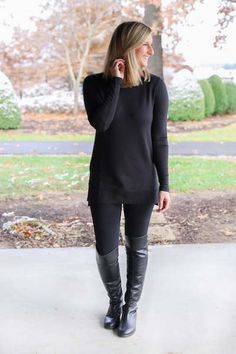 The 14 Best Tops To Wear With Leggings   80  Outfits & Style Tips Lazy Leggings Outfit, Tunic Tops Outfit, Outfit Ideas With Boots, Women Leggings Outfits, Leggings Outfit Winter, Tunic Outfit, Leggings Outfit Fall, Yellow Leggings, Tunics With Leggings