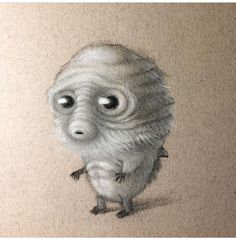 a drawing of a monkey with big eyes