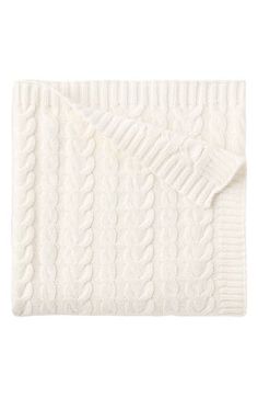 Baby will love snuggling up in this elegant, versatile blanket knit from soft cotton in a classic cable pattern. 100% cotton Machine wash, tumble dry Imported Cable Knit Blanket, Cable Knit Blankets, Cable Knit Throw, Cable Knit Scarf, Cable Pattern, Cashmere Accessories, Elegant Baby, White Blanket, Knit Blanket