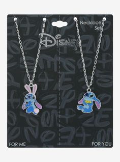 Disney Stitch Bunny Duck Best Friend Necklace Set | Hot Topic Stitch Face Mask, Stitch Aesthetic, Stitch Accessories, Stitch Things, Stitch Items, Stitch Stuff, 2 Best Friends, Bff Jewelry, Stitch Jewelry