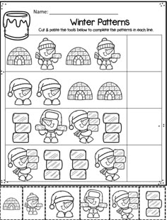 the winter pattern worksheet for children to learn how to make their own patterns