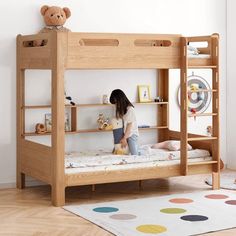 A safe high and low bed for children 39cm heightened guardrail Baby sleeps and turns over more at ease 2.2cm thick non-slip straight ladder It does not hurt the feet and is more conducive to baby climbing There are two more groove grippers than the regular model Baby is very convenient to use 13.5cm wide thick legs It is also equipped with two middle support legs, and the baby is not afraid of jumping Thick material, more stable and more durable The upper and lower integrated L-shaped thick legs are fully 13.5cm wide and made of solid materials, which provide stable support for the bed. There are also two middle support legs, so babies don't have to worry about jumping. Heighten the guardrail to let the baby sleep peacefully 39cm-high guardrails are designed around the bed, the baby is not Ladder Bunk Bed, Bunk Bed Modern, Space Saving Bunk Bed, Lower Bed, Bed Oak, Solid Wood Bunk Beds, Bed Bookshelf, Natural Latex Mattress, Sleep Peacefully