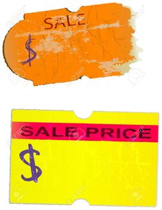 an orange and yellow sale price tag with the word sale price written on it