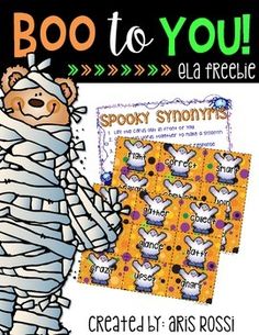 a poster with the words boo to you and an image of a teddy bear wrapped in bandages