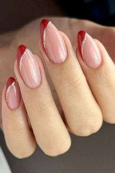 Unghie Sfumate, January Nails, Subtle Nails, Formal Nails, Red Nail Designs, Simple Nail Art Designs, Her Nails, New Year's Nails