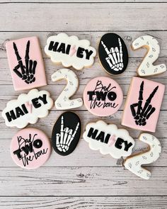 decorated cookies with hand and fingers on them