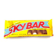 the sky bar is made with chocolate and caramel, but it's not too dark