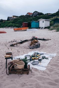 an image of a beach with food on it