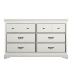 a white dresser with six drawers