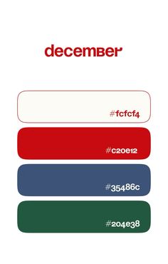 the december calendar is displayed in red, white and blue colors with numbers below it