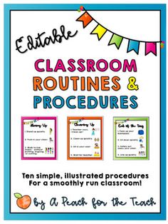 classroom routine and procedure posters for teachers to use on their own school desks,