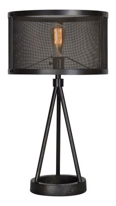 Renwil - LPT594 - One Light Table Lamp - Livingstone - Black End Table Lamps, Black End Table, Black Industrial, Industrial Table Lamp, Table Lighting, Tripod Table Lamp, Livingstone, Tripod Table, Small Table Lamp