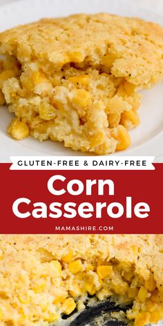 This easy-to-make gluten-free corn casserole is so moist and delicious. It's a great side dish for Thanksgiving or any meal. Also dairy-free. Gf Corn Casserole Gluten Free, Dairy Free Gluten Free Corn Casserole, Gluten Free Side Dish For Thanksgiving, Gf Df Corn Casserole, Gluten Free And Dairy Free Casseroles, Cornbread Casserole Dairy Free, Thanksgiving Sides Gluten Free Dairy Free, Gf Df Thanksgiving Sides, Winter Gluten Free Recipes