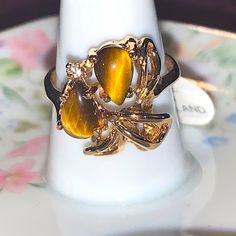 18k Hge Gold Plated Tiger Eye Women’s Ring Nwt | Sizes Available: 7 & 8 | Please Send Us A Message Indicating The Size You Would Like Purchase. Tigers Eye Engagement Ring, Tigers Eye Ring, Brown Rings, S Ring, Dope Jewelry, Eye Ring, Tigers Eye, Womens Jewelry Rings, Tiger Eye