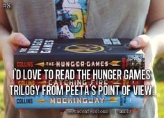 a person holding three books in their hands with the caption i love to read the hungry games