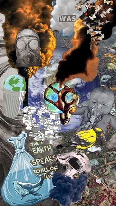 the collage shows different types of pollution