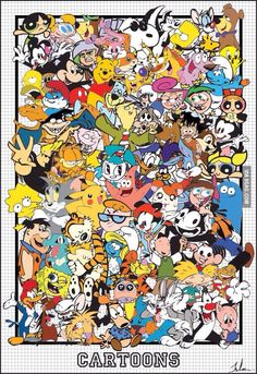 the cartoon characters are all grouped together in this photo, and there is no image to describe