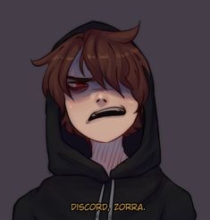 an anime character wearing a hoodie with the words discord, zora on it