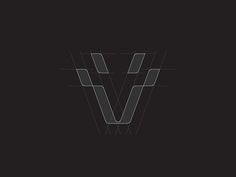 the letter v is made up of lines and shapes on a black background with white letters