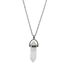 Necklace -White Cristal Quartz -Point Pendant Big Pendant, Necklaces Pendant, Stainless Steal, Necklace White, White Quartz, Quartz Points, Quartz Necklace, Quartz Pendant, Quartz Stone