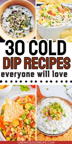 Collage of cold dip recipes. Cold Dips For Parties, Cream Cheese Cracker Dip, Healthy Chip Dip, Dips Healthy, Best Chip Dip, Cold Dip, Cold Dip Recipes, Recipes Avocado, Cracker Dip