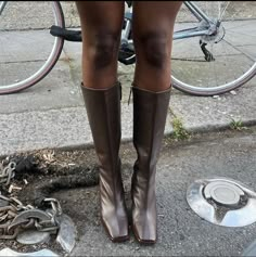 Square Boots, Brown Knee High Boots, Boots Square Toe, Square Toe Boots, Brown Heels