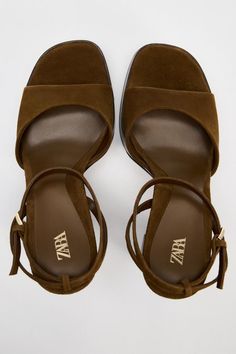 SUEDE PLATFORM SANDALS - Brown | ZARA United States Tan Espadrilles, Zara Sandals, Women's Espadrilles, Leather Platform Sandals, Brown Heels, Brown Sandals, Brown Suede, Zara Women, Platform Sandals