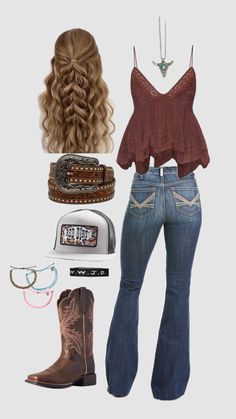 Country Western Outfits, Country Summer Outfits, Foto Cowgirl, Western Shoes, Country Summer, Cute Country Outfits, Looks Country