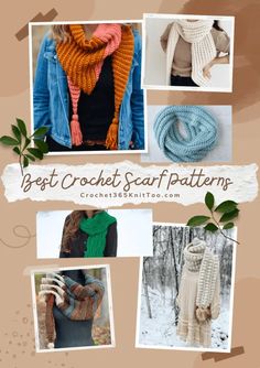 the best crochet scarf patterns for beginners to knit, including scarves and mittens