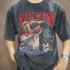 Allen Iverson Basketball Players Nba Sports Vintage Graphic T-shirt Check more at https://redfoxpod.com/product/allen-iverson-basketball-players-nba-sports-vintage-graphic-t-shirt/ Allen Iverson Shirt, Vintage Nba T Shirts, Vintage Basketball Tee, Basketball Graphic Tees, Sports Graphic Tees, Allen Iverson The Answer, Basketball Shirt Designs