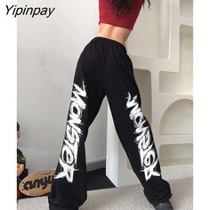 Shipping: Worldwide Express Shipping AvailableDelivery time: 🚚7-15Days Fast ShippingReturns: Fast refund,💯100% Money Back Guarantee.Brand Name: YCOAStyle: CasualOrigin: Mainland ChinaCN: GuangdongWaist Type: HIGHDecoration: NONEFabric Type: BroadclothPattern Type: LetterPant Style: STRAIGHTMaterial: CottonFit Type: RegularLength: Full LengthPlace Of Origin: China (Mainland)Closure Type: Elastic WaistGender: WOMENModel Number: Women Pants Gothic TrousersFront Style: FlatStyle: Gothic Pants Wome Gothic Pants Women, Clothing Fabric Patterns, Grunge Summer Outfits, Gothic Pants, Wide Leg Pants Women, Outfits Retro, Streetwear Mode, Baby Tees Y2k, High Waist Wide Leg Pants