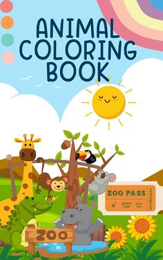 an animal coloring book with animals in the background