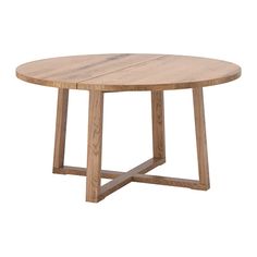 a round wooden table with two crossed legs on an isolated white background for use as a coffee table