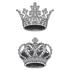 two crowns are shown in black and white