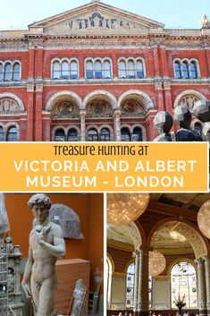 the victoria and albert museum in london with text overlay that reads treasures hunting at victoria and albert museum - london