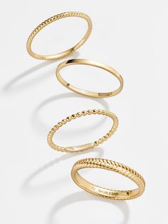 The Mamie 18K Gold Ring Set makes ring stacking a breeze. We created four unique ring pieces, some classic and some with a trendy twist, for a ring set that will complete every outfit this season. Not to mention, they're crafted from 18K gold plated sterling silver for long-lasting wear. Top Engagement Rings, Stack Rings, Belly Button Jewelry, Shot List, Jewelry Aesthetic, Gold Ring Sets, Digital Video, Everyday Rings, Ring Stacking