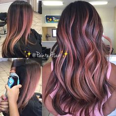 Color Gold Balayage, Rose Gold Balayage, Autumn Hair, Color Highlights, Long Brunette, Balayage Hair Dark