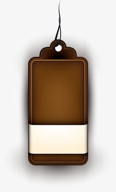 a brown and white tag hanging from a hook on a string with a blank space in the middle