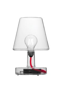 a lamp with a red cord attached to it