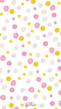 a white background with pink and yellow circles