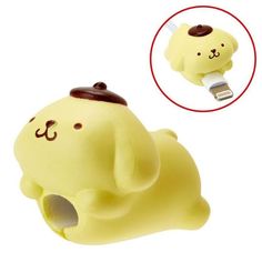 a yellow animal shaped usb device with a red circle around it's neck and head