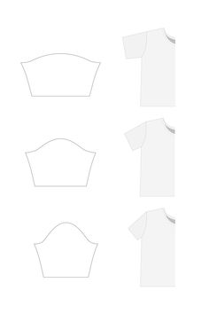 the front, back and side views of a t - shirt with three different cut outs