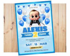 Baby Boss Birthday Invitation, Easy App, Boss Birthday, Baby Boss, Easy Apps, Canva App, Birthday Invitation Template, Boss Baby, Digital Invitation