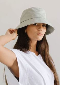 Shop this Gigi Pip bucket hat, with a satin liner and adjustable inner band. Fully packable & adjustable, made with 100% cotton. Bucket Hat Outfits, Gigi Pip, Style Bucket Hat, Straw Fedora Hat, Lavender Sage, Straw Fedora, Elegant Hats, Halo Style, Wearing A Hat