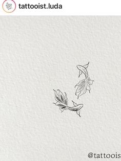 an ink drawing of two leaves on white paper with the words tattooist luda above it